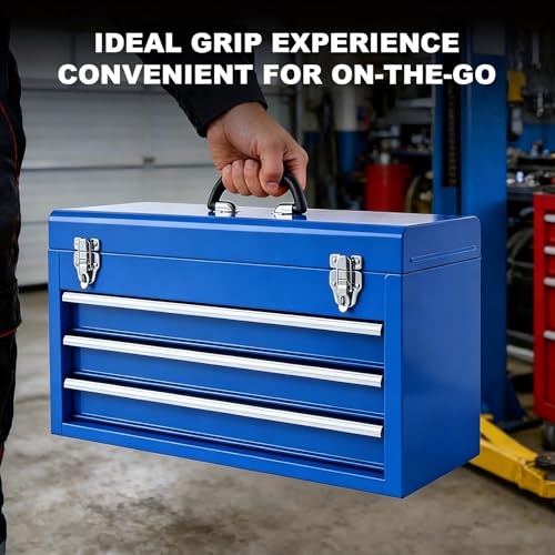 Metal Tool Box, 20.5-inch, Portable Metal Tool Box with 3 Drawers - view 6