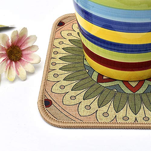 Colorful Boho Planter Pot Mat Set of 6 - Absorbent, Non-Slip Plant Pad for Table, Desk, Floor - 8.5 Inch Flower Mat - view 2