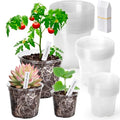 Clear Nursery Pots with Drainage Holes-36 Pack 3/4/5Inch Transparent Plastic Plant Pots for Seed Starting, High Visibility Root Growth Monitoring&36Plant Labels (Transparency-no Lid, 3/4/5in-36p)