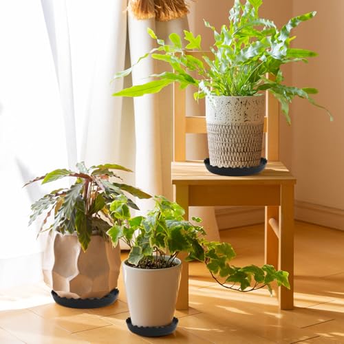 12 Packs Wave Plant Saucer - Plastic Flower Pot Drip Trays/Durable Heavy Duty Black Plant Tray for Indoor and Out Door Plant(6/8/10 inch) - view 4