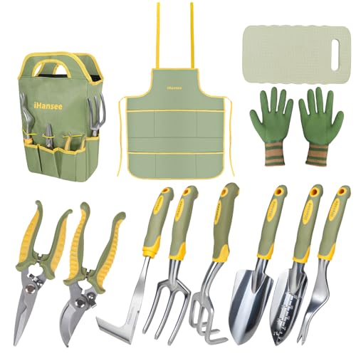 Green Garden Tools Set 12-Piece, Gardening Gifts for Women Men