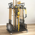 Garden Tool Organizer with Lockable Wheels, Heavy Duty 3-Tier Yard Tower Tool Rack for Garage, Holds Up to 35 Long-Handled Tools, Garden Tool Cart with 12 Hooks for Tool Organization Storage