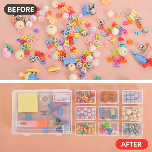 15pcs Bead Organizer Boxes, Medium Clear Plastic Storage Containers with Labels, Large Craft Case Ideal for Big Beads, Jewelry, Diamonds, Bracelets Making, Screws, Sewing, Mini Tools and Small Parts - view 7
