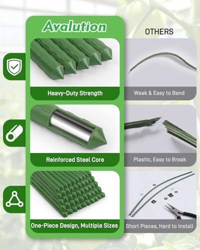 25 Pack 4FT Garden Stakes, 0.78" Steel Core Plastic Covered - view 4