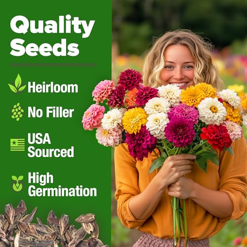 Luffa & Zinnia Dahlia Seed Pack – 564+ Heirloom 𝗡𝗢𝗡-𝗚𝗠𝗢 USA Seeds | Grow Loofah Sponges & Colorful Pollinator Flowers | Easy Garden Kit for DIY & Outdoor Planting - view 6