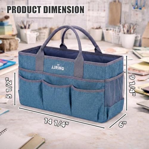 Large Art Supply Storage Tote Bag With Mesh Pockets, Green - view 3