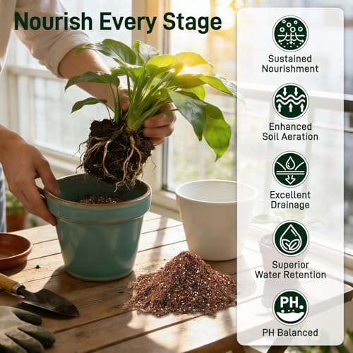 3QT Potting Soil Mix for Indoor Plants - Contains Perlite, Peat Moss, Coco Coir & Rice Charcoal, Natural & Organic Material with Well-Draining, Light & Aerated Texture for Healthy Roots & Fast Growth - view 3