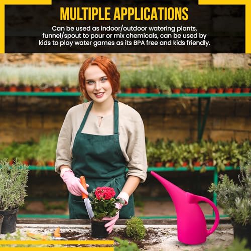 1 Pack Half (1/2) Gallon House Plant Watering can - Small Water can with Long spout - Indoor Watering can for Outdoor Plants and Garden - BPA Free Plastic (Pink) - view 4