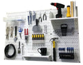Pegboard Organizer 4 ft. Metal Pegboard Standard Tool Storage Kit with White Toolboard and White Accessories
