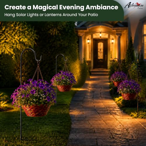 Ashman Shepherds Hook 10 Pack Black, 35 Inches Tall, Made of Premium Metal for Hanging Solar Light, Bird Feeders, Mason Jars, Garden Stake and Wedding Décor. - view 4