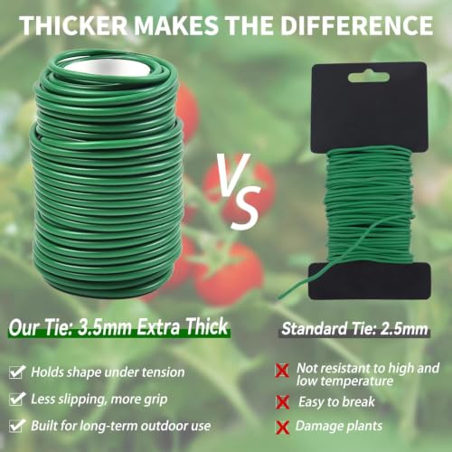 Soft Plant Ties for Support - 65.6' Reusable Waterproof Plant Wire, 3.5mm Garden Twist, for Indoor & Outdoor Plants and Home Organizing（1pc/Green） - view 2