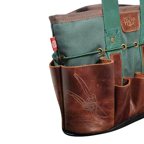 482 garden bag mini compact, waterproof canvas and leather, lightweight 400 g, multiple compartments, practical transport bag for tools, gloves, scissors and accessories - view 3