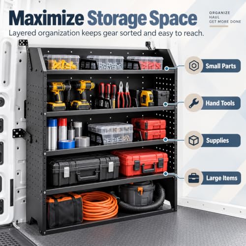 Van Shelving System, 52"x60"x13" Heavy Duty Storage Rack with 4 Shelves - view 6