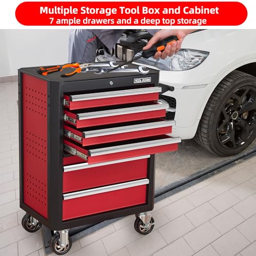 Upgrade 7-Drawer Rolling Tool Chest with Locking Wheels & Drawers, 18.5" D x 27.9" W x 39.5" H Mobile Tool Storage Cabinet, Heavy-Duty Garage Organizer w/Ergonomic Handle - view 7