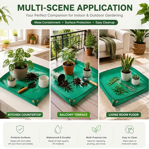 Repotting Mat,Waterproof Plastic Potting Mat,Gardening for Indoor Plant Transplanting,Dirt Control,Soil Change,Gift for Plant Lovers Green - view 3