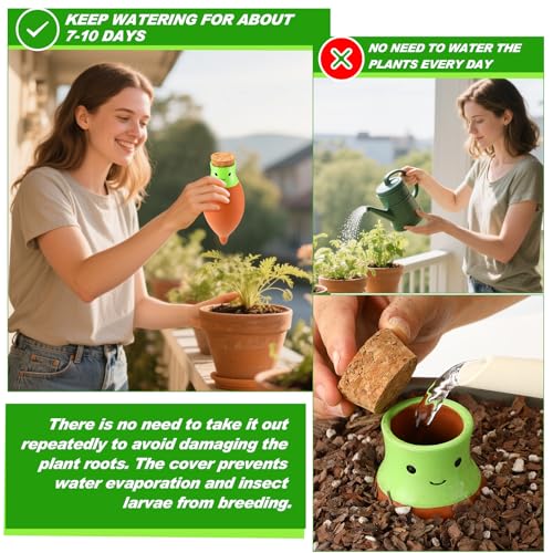 8 Pcs Self Watering Terracotta Globes 11.5oz Large Ollas Plant Watering Globes Planter Insert Spike Pot Clay Planter Irrigation Device for Outdoor Indoor Easy to Refill Plant Lover Gift - view 3