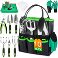 Garden Tools Set, 10 PCS Heavy Duty Gardening Hand Tools Kit, Green
