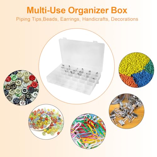 Piping Tip Organizer Box, 36 Grids Storage Container with Adjustable Dividers, Made with Clear Plastics, Compartment Container for Cake Decorating Tools, Baking Tools, Jewelry, Beads and Small Crafts - view 6