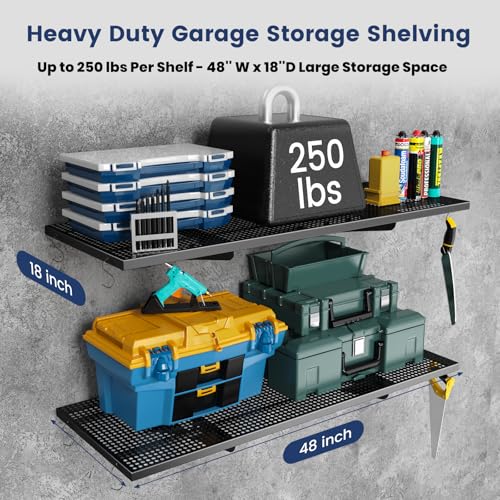 Garage Wall Shelves Heavy Duty 2-Pack, Wall Mounted Metal Shelf 48 Inch - view 4