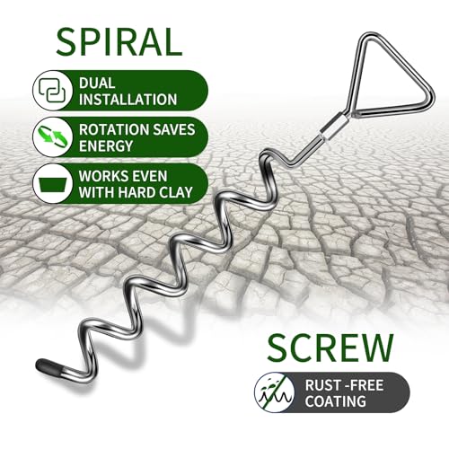 Trampoline Stakes Anchors Ground Anchors Screw in, Silver-4Pack - view 4