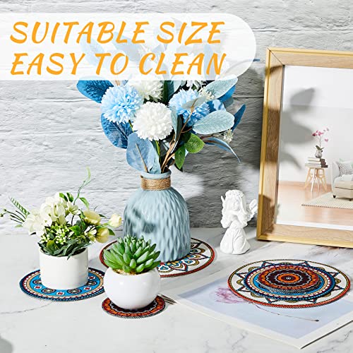 6 Pcs Boho Plant Coasters 3 Size 3.94" 5.9" 7.87" Rubber Plant Mats - view 6