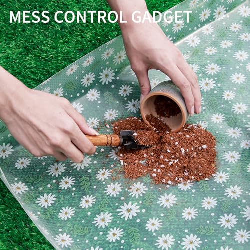 Repotting Mat for Indoor Plants Waterproof Clear Potting Mat Foldable Plant Potting Repotting Tray Portable Gardening Tray for Indoor Potting Soil, Gardening Gifts for Women 31.5 x 23.6(Leaves) - view 6