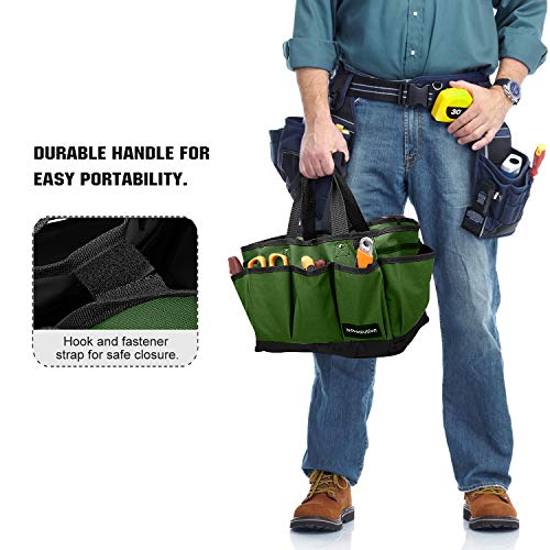 14 Inch Gardening Tote Bag, Garden Tool Storage Bag, Dark Green - view 5