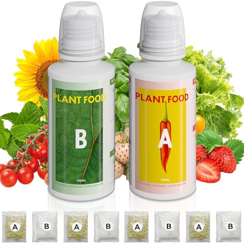 Hydroponic Nutrients (1000 ml in Total), Hydroponics Plant Food A&B for Aerogarden, Indoor Plant Fertilizer for Hydroponics Growing System Kit, Gardening Supplies for iDoo, Ahopegarden, Mugfa
