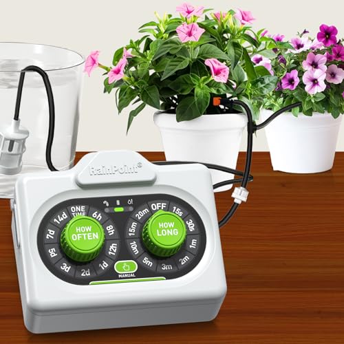 Easy-Setup Automatic Plant Waterer Indoor for Pot Plant Adjustable Water Output,Battery Powered Outdoor IP54 Waterproof Drip Irrigation System Device Kit Beginner-Friendly Water 10-15 Plants