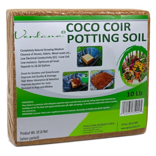 Coco Coir Potting Soil Brick - 10 lb Compressed Coconut Coir Block, Expands to 72 Quarts / 18 Gallons, Peat Moss Alternative for Seed Starting, Raised Beds, Potting Mix & Houseplants