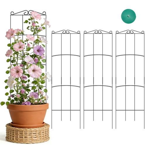 Trellis for Climbing Plants Indoor, 4 Pack 31'' Metal Plant Trellis Indoor for Potted Plants, Sturdy Plant Support Outdoor for Ivy Pothos Monstera Hoya Flower Vine, Rectangular Shape