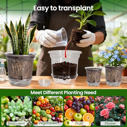 18 Pack 6.5/5/4 Inch Self Watering Pots for Indoor Plants-Clear - view 6