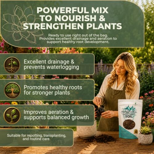 Professional Succulent Soil Mix Large 2.2 Quarts Ready to Use, Premium Potting Soil for Succulents and Cactus, Fast Draining Blend Canadian Peat Coarse Sand Pinebark Indoor Made in USA - view 5