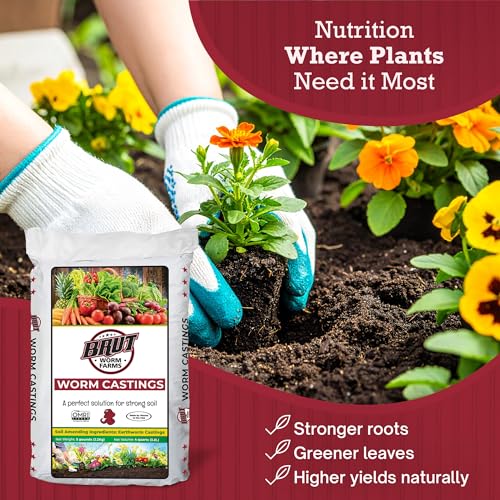 Brut Organic Worm Castings for Plants 5 LB – Natural Nutrients, Fertility Builder, Plant Food for Potting Soil and Garden Soil – Indoor and Outdoor Use - view 4