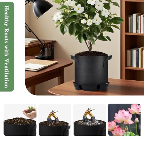 4Pcs Self Watering Pot Base with 1 Plant Grow Bag, Self Watering Pots for Indoor Plants, Plant Saucers, Auto Watering for Plants Indoor - Auto-Irrigation System for 5 Gallon Fabric Pots - view 5