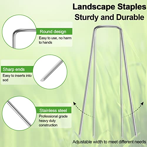24 Pack Garden Stakes, U-Shaped Tent Stakes, Galvanized Landscape Staples, Ground Stakes, for Landscaping Securing Weed Barrier Fabric, Irrigation Tubing, Holding Fence, Tarpaulin - view 2
