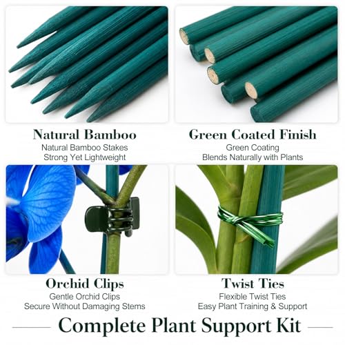 110 Pcs 15 Inch Plant Support Kit for Small Orchids, Stakes, Clips - view 4