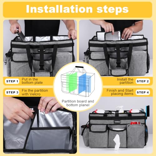 Extra Large Cleaning Caddy Bag with Rigid Support Board, Cleaning Organizer Tote with Detachable Divider, Adjustable Shoulder Strap & Waist Belt, Cleaning Supply Carrier for Cleaners & Housekeepers - view 4
