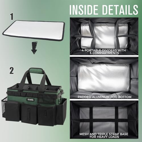 Wearable Cleaning Caddy Bag, Cleaning Caddy Supplies Organizer with Handle & Shoulder Straps for Housekeepers, Under Sink & Car Cleaning Tool Organizers with 4 Foldable Divider (TreeGreen) - view 4