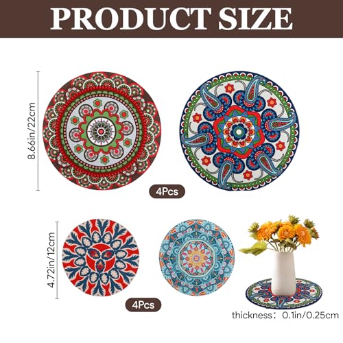 8 Pcs Boho Plant Pot Mat Plant Saucers for Indoors 2 Size 8.66" and 4.72" - view 2