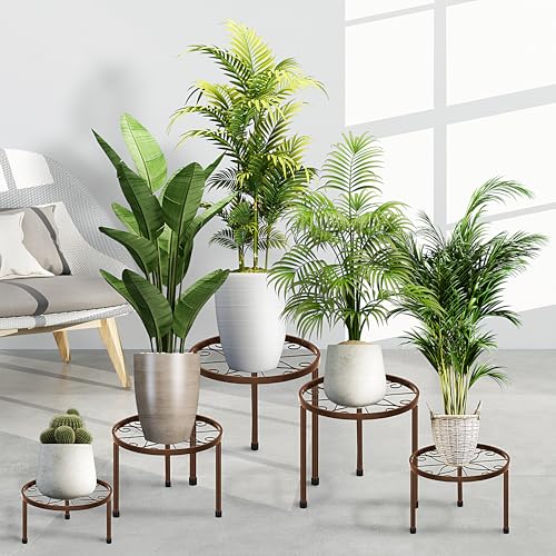 5-Pack Metal Plant Stands for Outdoor Indoor, Anti-Rust Iron Flower Pot Stand, Heavy Duty Plant Pot Shelf for Multiple Plant, Decoration Racks for Home, Patio & Garden - view 5