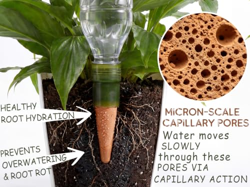 Plant Self Watering Stakes Automatic Terracotta Bottle Adapter Devices - view 3