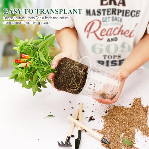 Clear Nursery Pots with Drainage Holes-36 Pack 3/4/5Inch Transparent Plastic Plant Pots for Seed Starting, High Visibility Root Growth Monitoring&36Plant Labels (Transparency-no Lid, 3/4/5in-36p) - view 4
