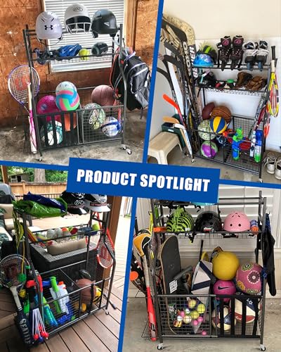 Rolling Sports Equipment and Toy Organizer for Garage - view 3