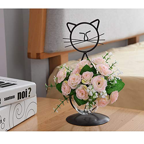 Desktop Glass Planter Vase Holder, Modern Creative Cat Plant Terrarium Metal Stand for Hydroponics Plants Home Garden Wedding Decoration Outdoor Planter Ideas (Style 2) - view 2