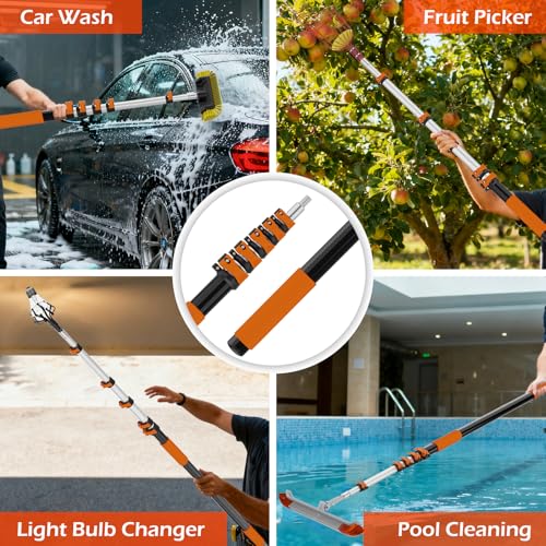 30FT Reach Telescoping Pole - 5 to 24FT Extension Pole, Portable Aluminum Telescoping Rod with Easy Flip Lock, Paint Roller Extension Poles for Paint Dusting, Window Cleaning - view 6