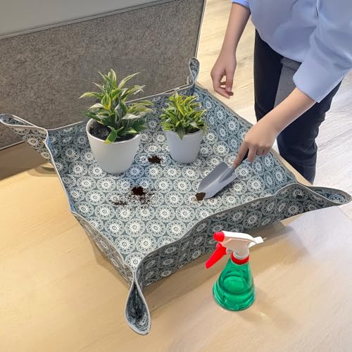 Heavy-Duty Waterproof – Indoor Plant Transplanting & Mess Control Mat, Thick Succulent Potting Tray for Soil Change, Spill-Proof Gardening & Pet Grooming Mat (S - 26.8"X26.8") - view 4