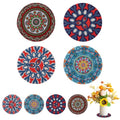 8Pcs Boho Plant Coaster and Mat - Floor Protectors for Indoor Outdoor Pots