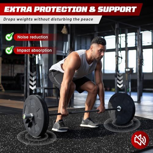 Interlocking Exercise Equipment Mats, 0.56" Thick 12 Tiles (48 Sq Ft) - Rubber Top Gym Flooring with High Density EVA Foam, Heavy Weight Workout Mats for Home GymFloor Protection,Black/White - view 4