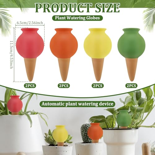 8 Pack Terracotta Self Watering Spikes - Auto Irrigation Stakes for Potted Plants, Indoor & Outdoor Plant Waterer Devices with Anti-Overflow (Easy 5 Min Setup(4 Colors) - view 2
